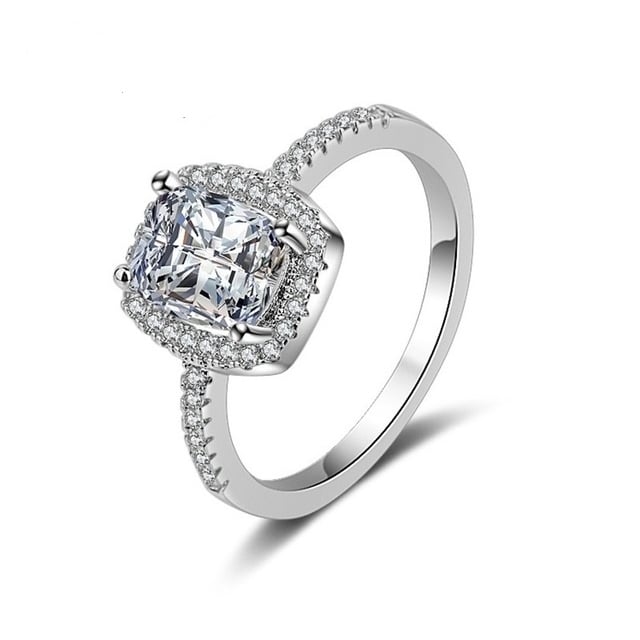 Womens Princess square Artificial zircon ring Image 1