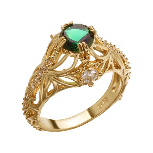 Fashion grandmother green Artificial zircon ring women fashion luxury engagement ring Image 1