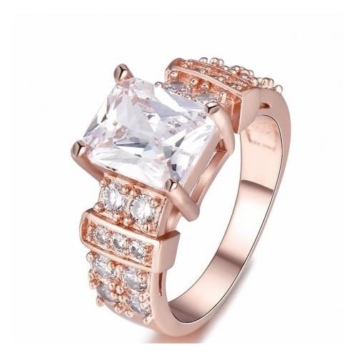 Square four claw ring with and Artificial zircon ring Image 1