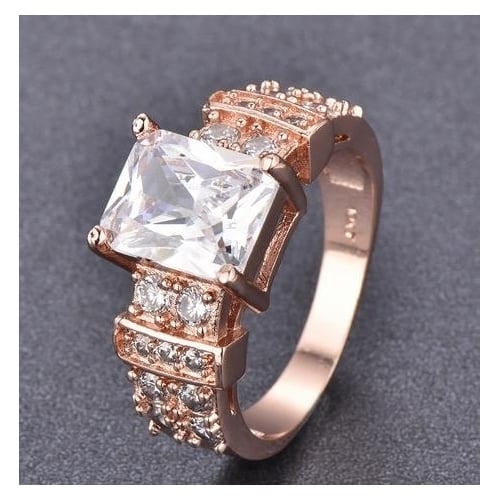 Square four claw ring with and Artificial zircon ring Image 3