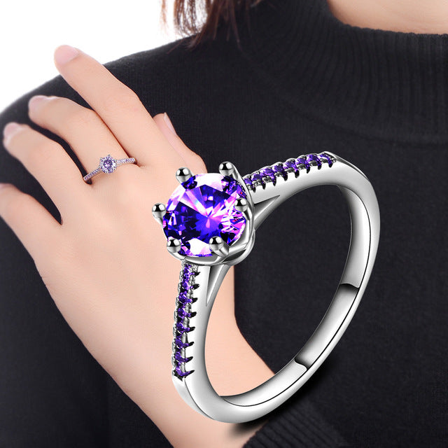 six claw ring female platinum Artificial zircon ring Image 4