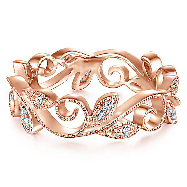 Creative rattan leaf womens Artificial zircon ring Image 1