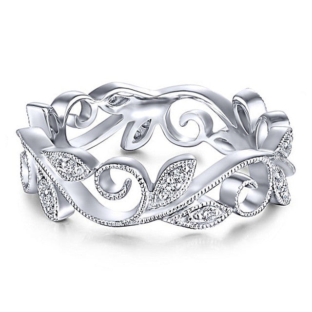 Creative rattan leaf womens Artificial zircon ring Image 3