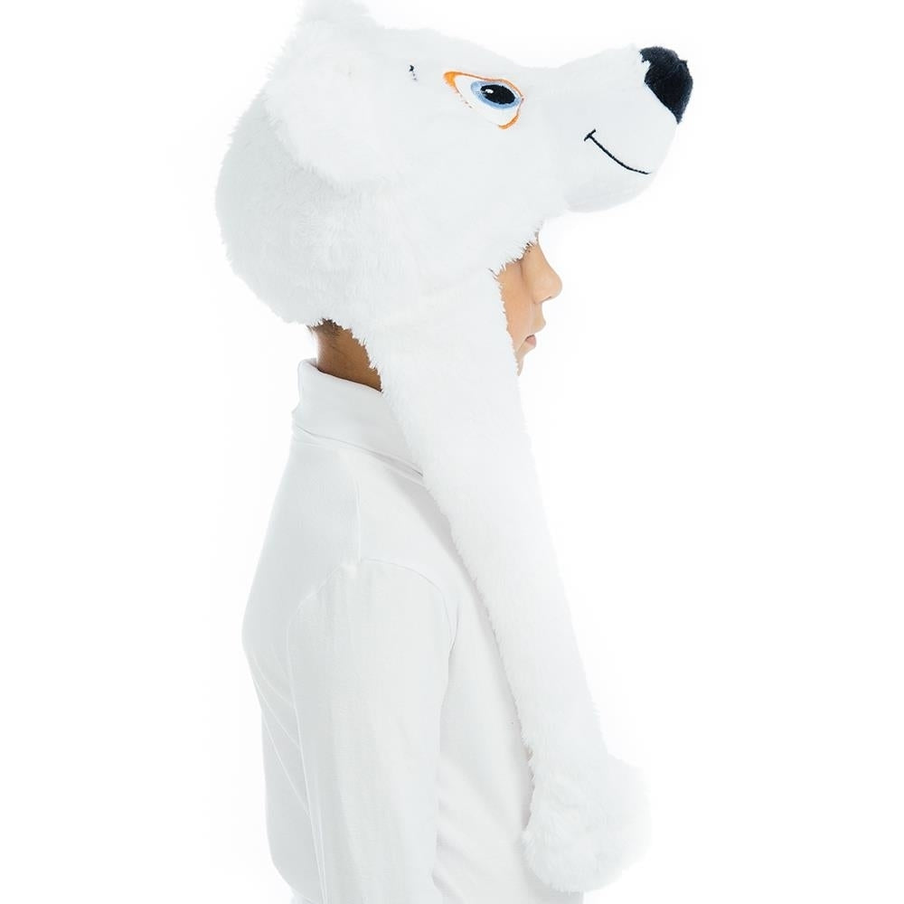 White Polar Bear Plush Headpiece Kids Costume Dress-Up Play Accessory Hat Animal 5 OReet Image 6