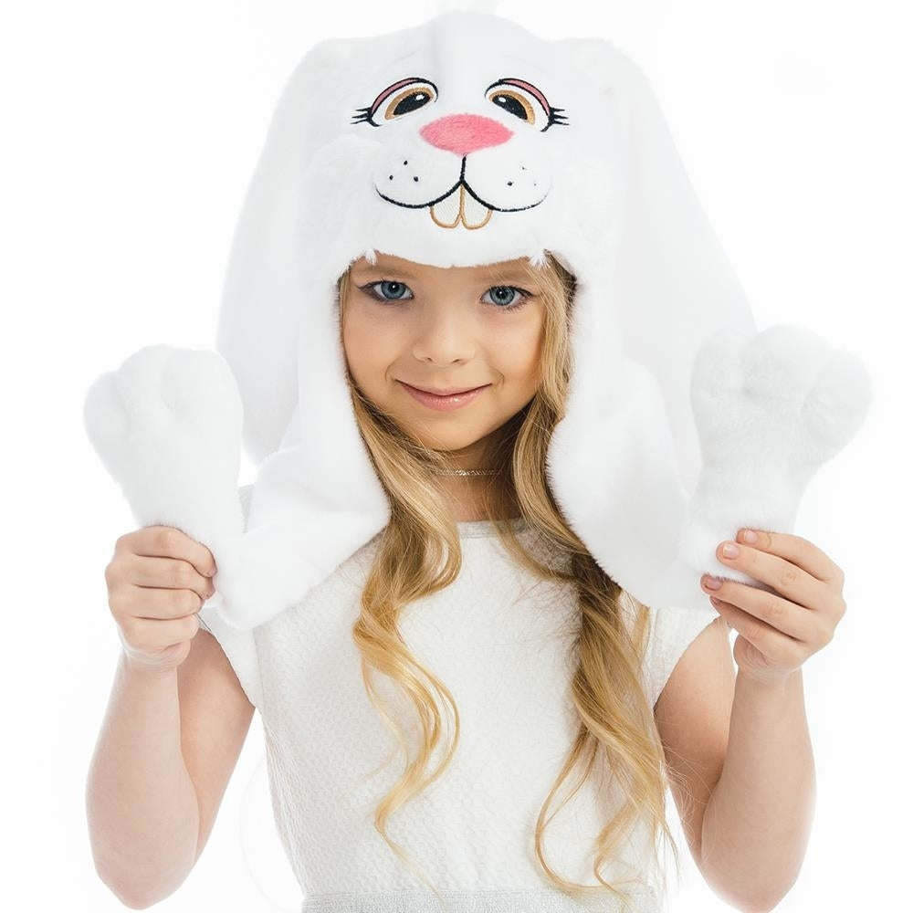 Bunny Plush Headpiece Kids White Rabbit Dress-Up Play Accessory Hat Animal 5 OReet Image 4