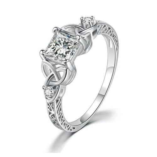 Fashionable womens engagement ring with Artificial zircon and platinum jewelry Image 1