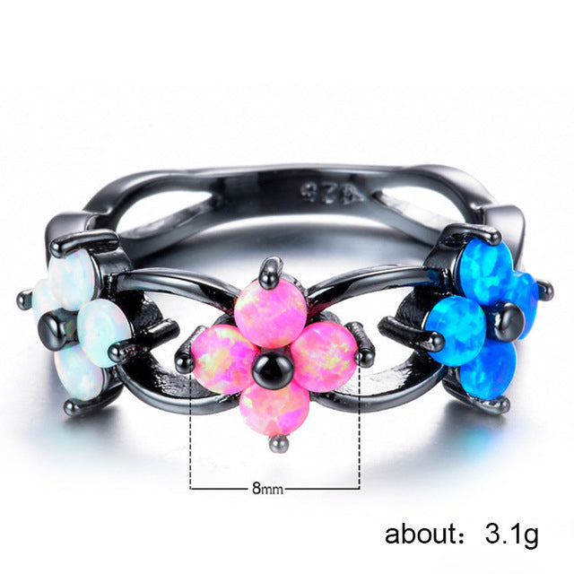 Black  Popular style OPAL flower ring Image 3