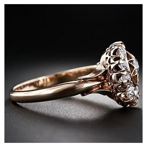 Vintage luxury star moon ring temperament womens Artificial zircon ring Image 3