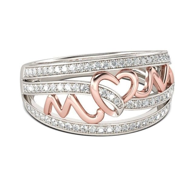 heart mom ring rose Popular style seperate Ring Image 2