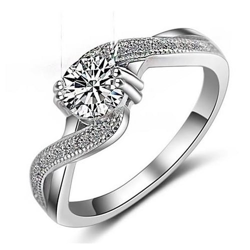 Platinum color preserving womens carat ring fine jewelry wedding ring Image 1