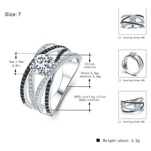 Black awn Artificial zircon ring Image 4