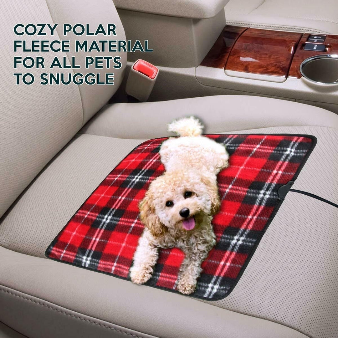 Zone Tech Car Electric Mini Heated Travel Blanket Pad Fleece Red Plaid 45 Timer Image 6