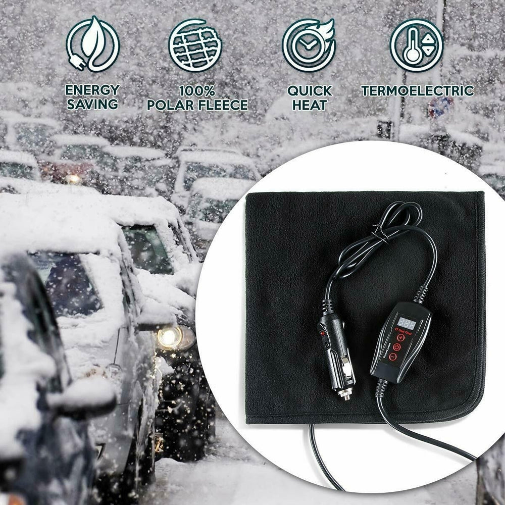 Zone Tech Car Electric Mini Heated Travel Blanket Pad Fleece Black 45 Min Timer Image 2