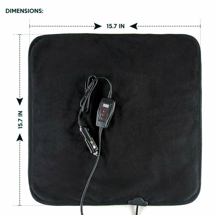 Zone Tech Car Electric Mini Heated Travel Blanket Pad Fleece Black 45 Min Timer Image 4