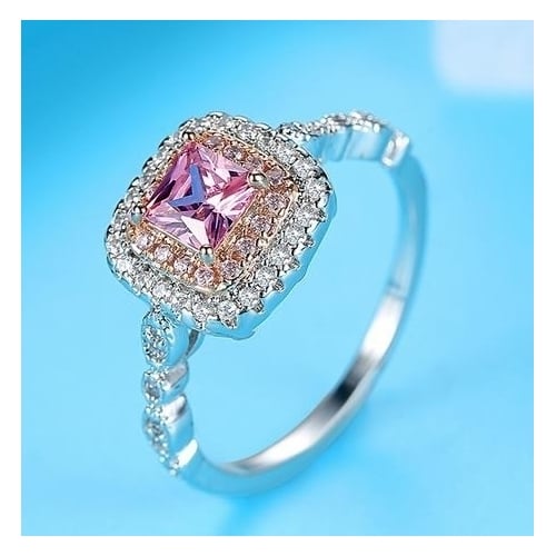 Square Artificial zircon wedding ring female Han creative Princess full ring Image 2