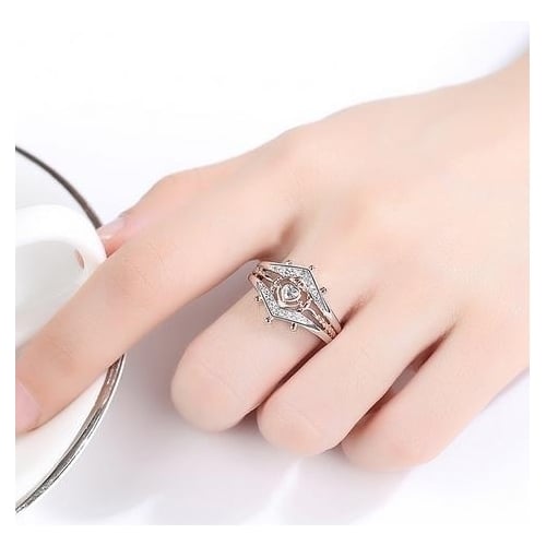 Rudder love ring fashion micro set Artificial zircon ring Image 3