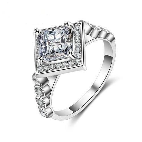 Womens Square Artificial zircon ring Image 1