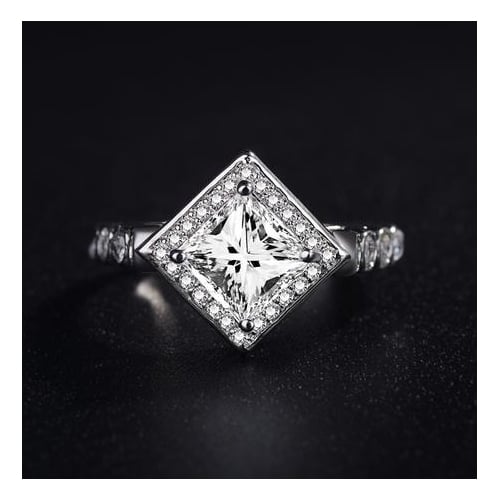 Womens Square Artificial zircon ring Image 2