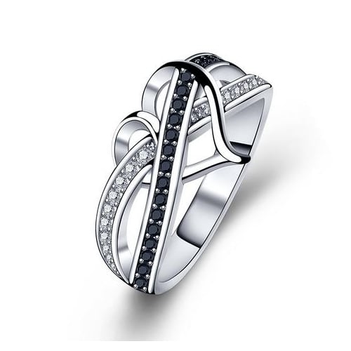 Love ring Artificial zircon Fashion style personality two color ring Image 1