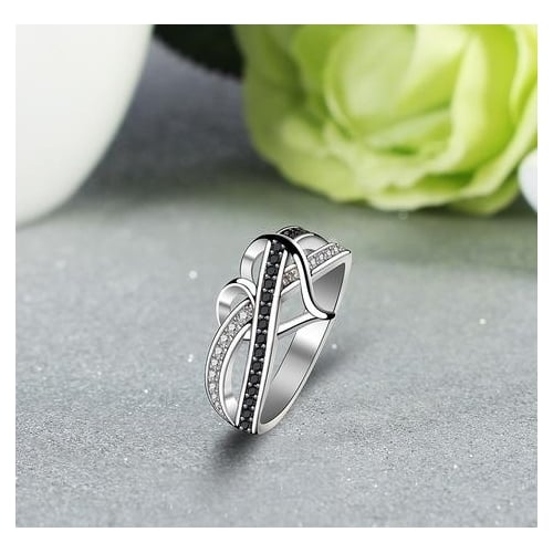 Love ring Artificial zircon Fashion style personality two color ring Image 2