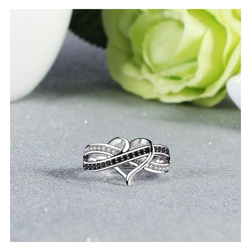 Love ring Artificial zircon Fashion style personality two color ring Image 3