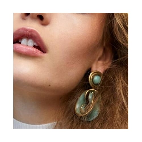 Metal retro Earrings European and American exaggerated water drop shaped oiling Earrings Image 1