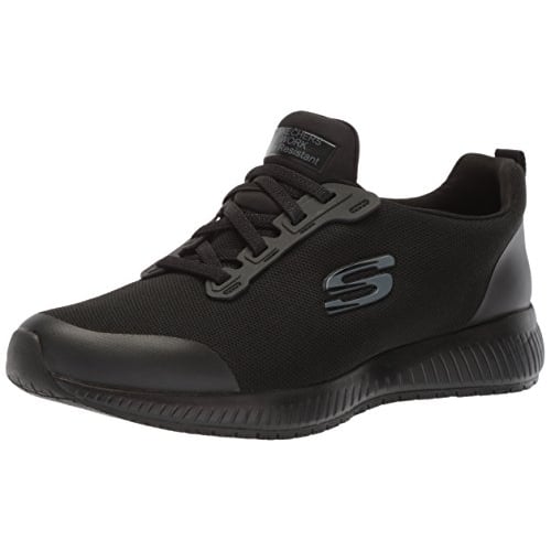 SKECHERS WORK Womens Squad SR Soft Toe Slip Resistant Work Shoe Black - 77222-BLK BLACK Image 4