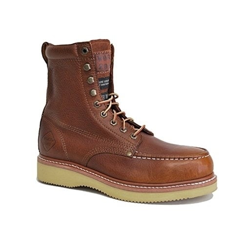 WORK ZONE Mens 8 Steel Toe Wedge Sole Work Boot Brown S834BRN Oil Resistant Image 1