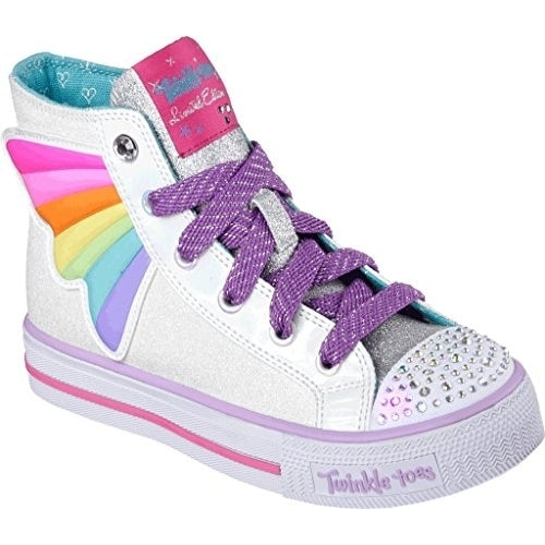 Skechers Girls Shuffles - Wander Wings High Top Sneaker White/Multi - 10707N WHT/MULTI Image 2