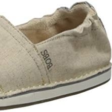 Skechers BOBS Womens Bobs Chill-Twill Canvas Scrunch Back Ballet Flat  NATURAL Image 1