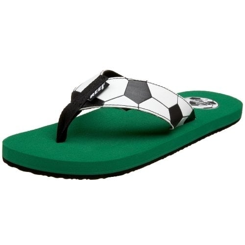 REEF Futbol Goooaaal Flip Flops Mens Black White Green Comfortable Sandals Image 2