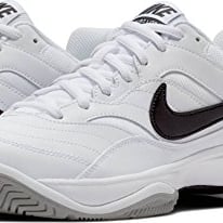 NIKE Mens Court Lite Tennis Shoes White/Black-medium Grey Image 1