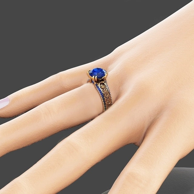 hot Ruby hollow through flower ring with Popular style Popular style Sapphire Ring Image 4