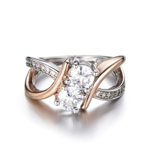 creative European and American womens rose Popular style color separation ring Image 2