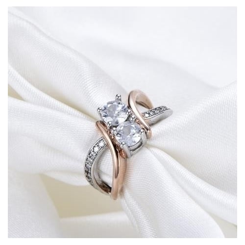 creative European and American womens rose Popular style color separation ring Image 3