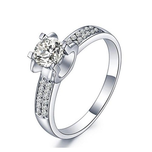 1.5 carat ox head   ring womens Wedding Ring Platinum Artificial zircon proposal ring Image 1