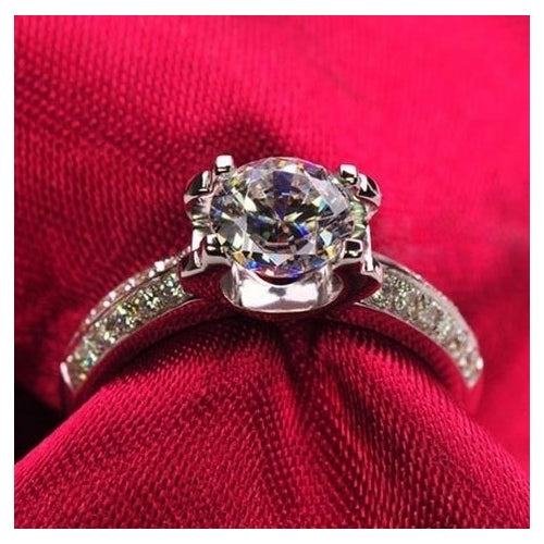 1.5 carat ox head   ring womens Wedding Ring Platinum Artificial zircon proposal ring Image 2