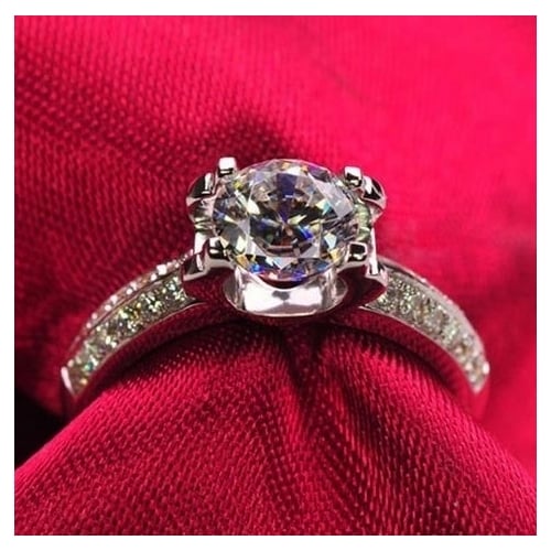 1.5 carat ox head ring womens Wedding Ring Platinum Artificial zircon proposal ring Image 2