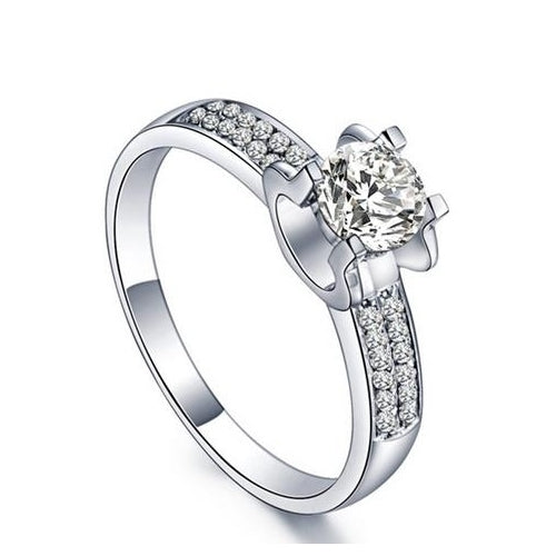 1.5 carat ox head   ring womens Wedding Ring Platinum Artificial zircon proposal ring Image 3