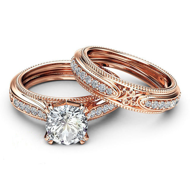 Popular style Rose Popular style retro set with Artificial zircon engagement Princess square set ring Image 3