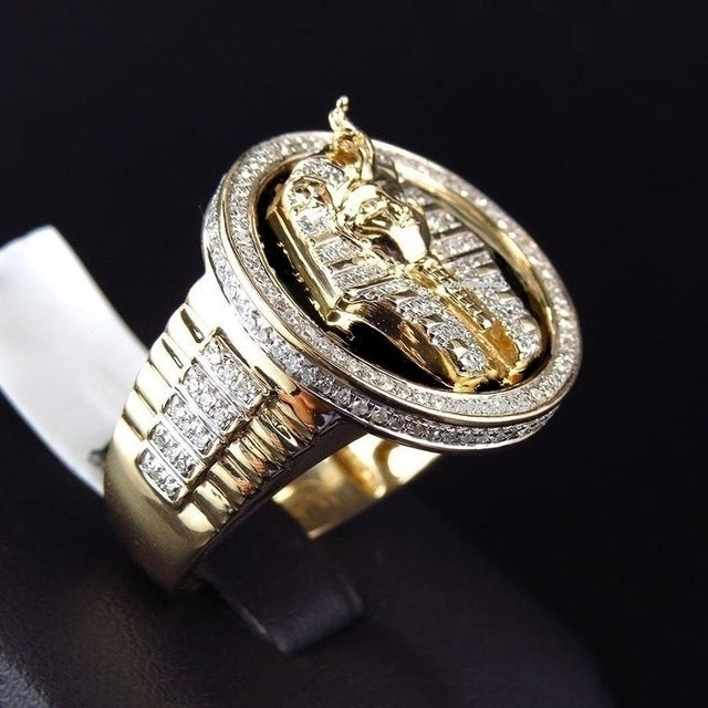 Popular style Two Color Egyptian king Tutankhamun ring mens ring Image 3