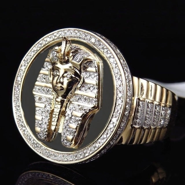 Popular style Two Color Egyptian king Tutankhamun ring mens ring Image 4