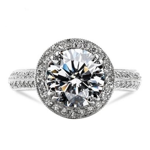 Classic round ring noble inlaid AAA Artificial zircon ring Image 1