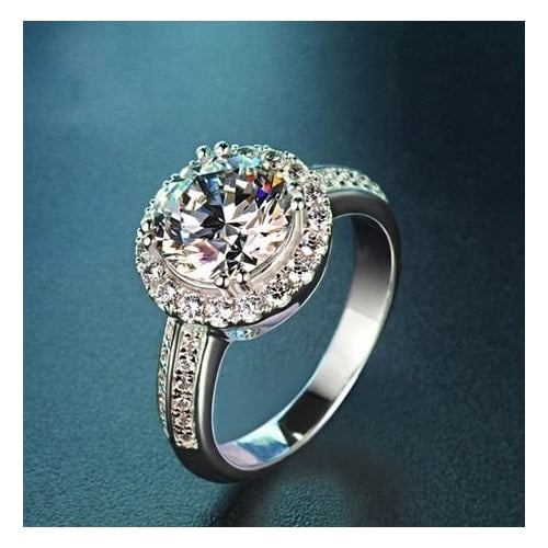 Classic round ring noble inlaid AAA Artificial zircon ring Image 2