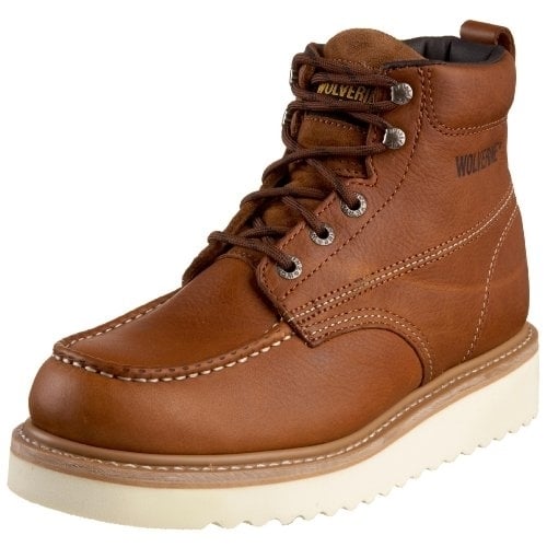 WOLVERINE Mens Moc Toe 6" Soft Toe Work Boot Tan - W08288 BROWN Image 4