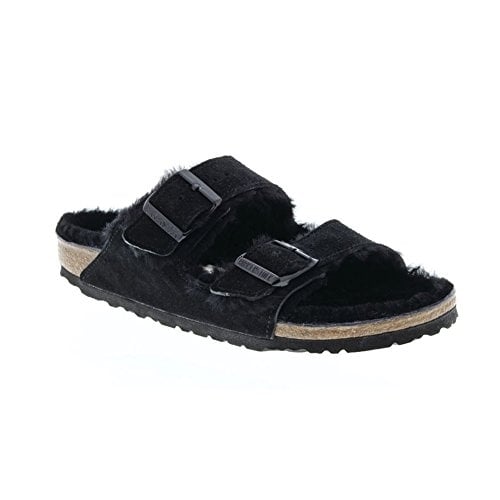 BIRKENSTOCK Arizona Shearling Sandals Black Suede Regular Width 0752661 Image 4