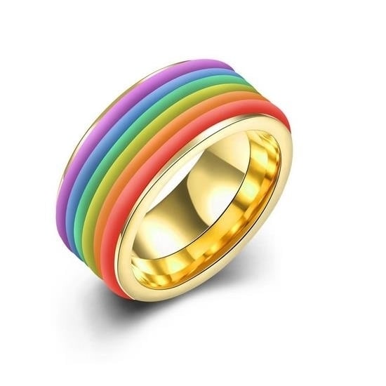 Rainbow ring female alloy fashion jewelry titanium steel series seven color platinum ring Image 1