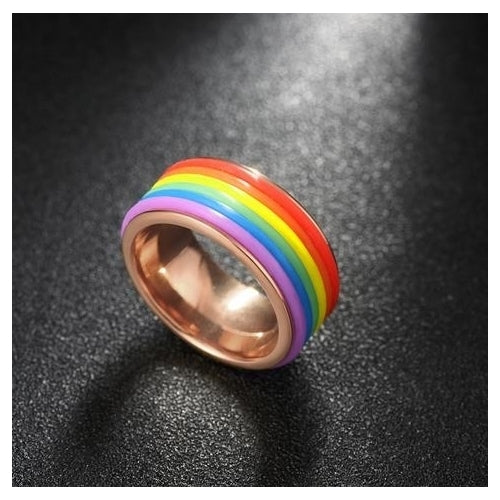 Rainbow ring female alloy fashion jewelry titanium steel series seven color platinum ring Image 2