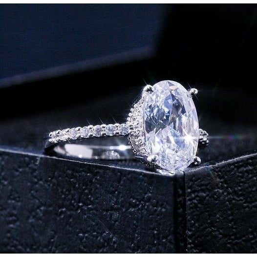 Fashion egg white Popular style wedding ring Korean oval Artificial zircon ring Image 2