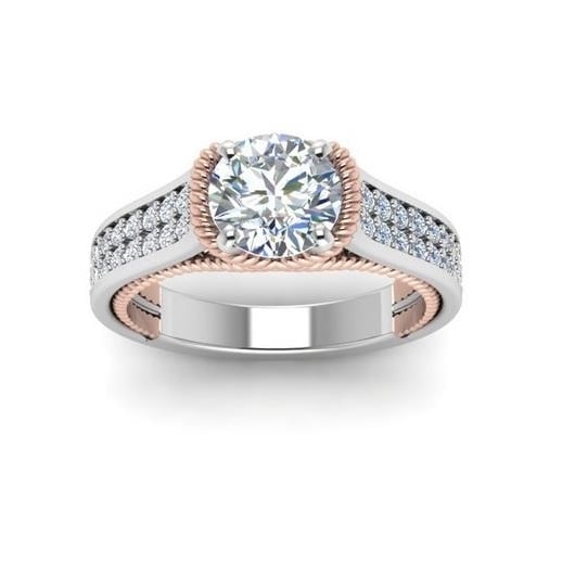 Two color round Artificial zircon wedding ring Image 4